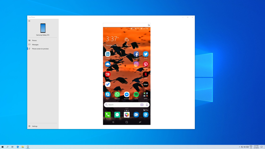 Android Mirroring in Windows 10