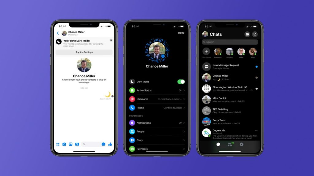 Facebook Messenger Dark Mode