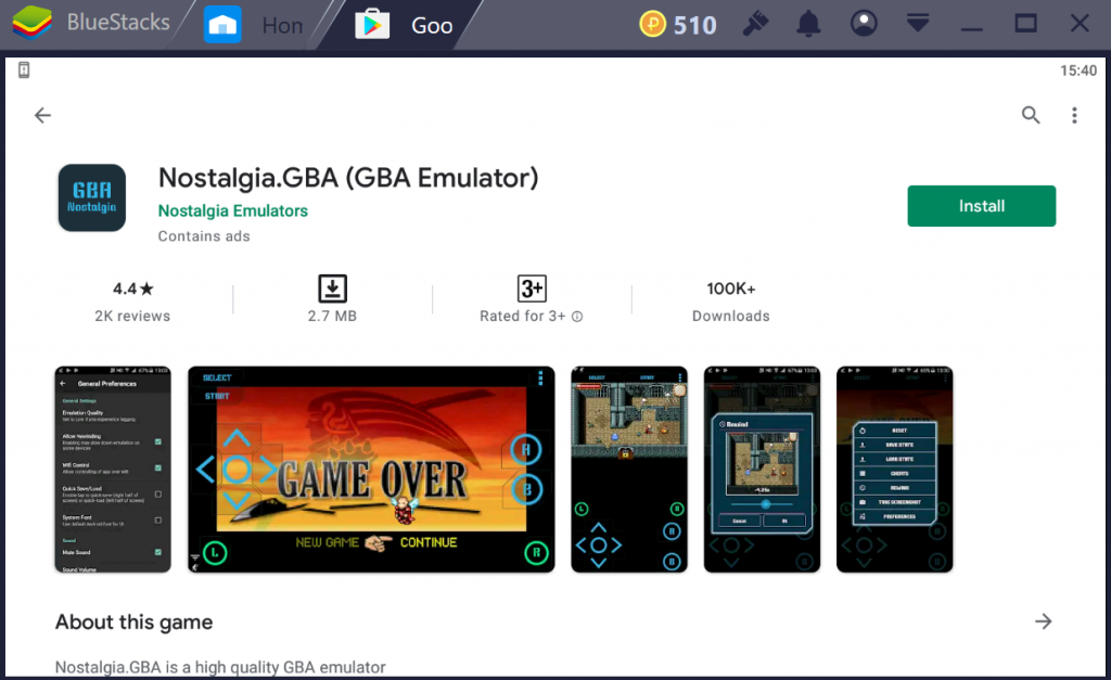 Nostalgia GBA Emulator for PC